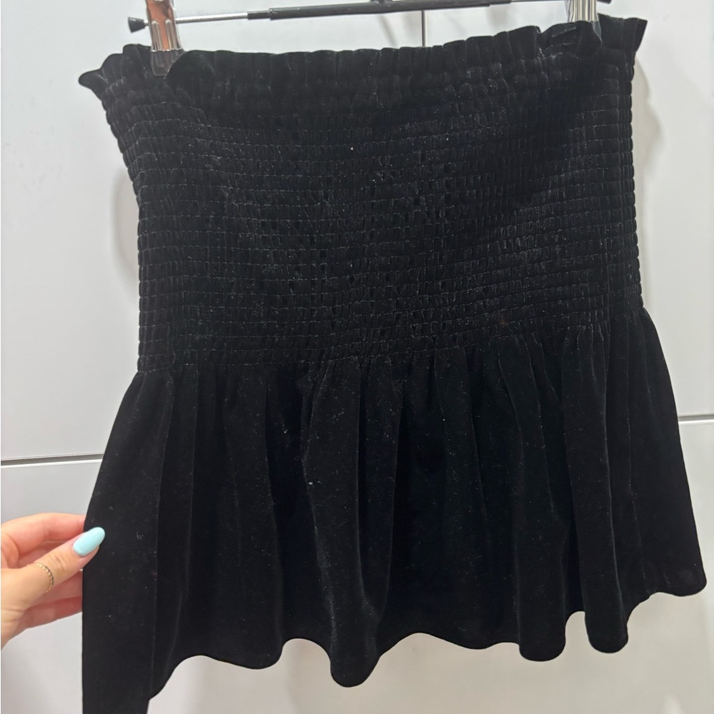 Zara Black Smocked Bubble Mini Skirt